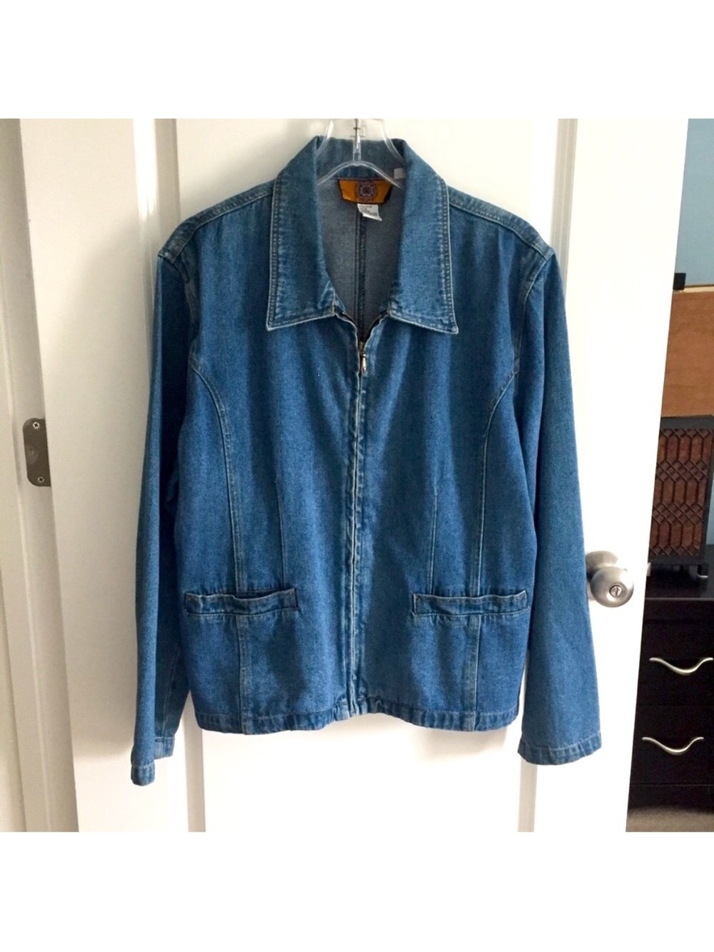 Baccini Classic Blue Denim Zip-Front Jacket Women's XL